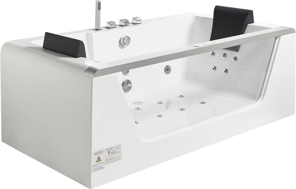 6 ft Clear Rectangular Acrylic Whirlpool Bathtub for Two EAGO (AM196ETL)