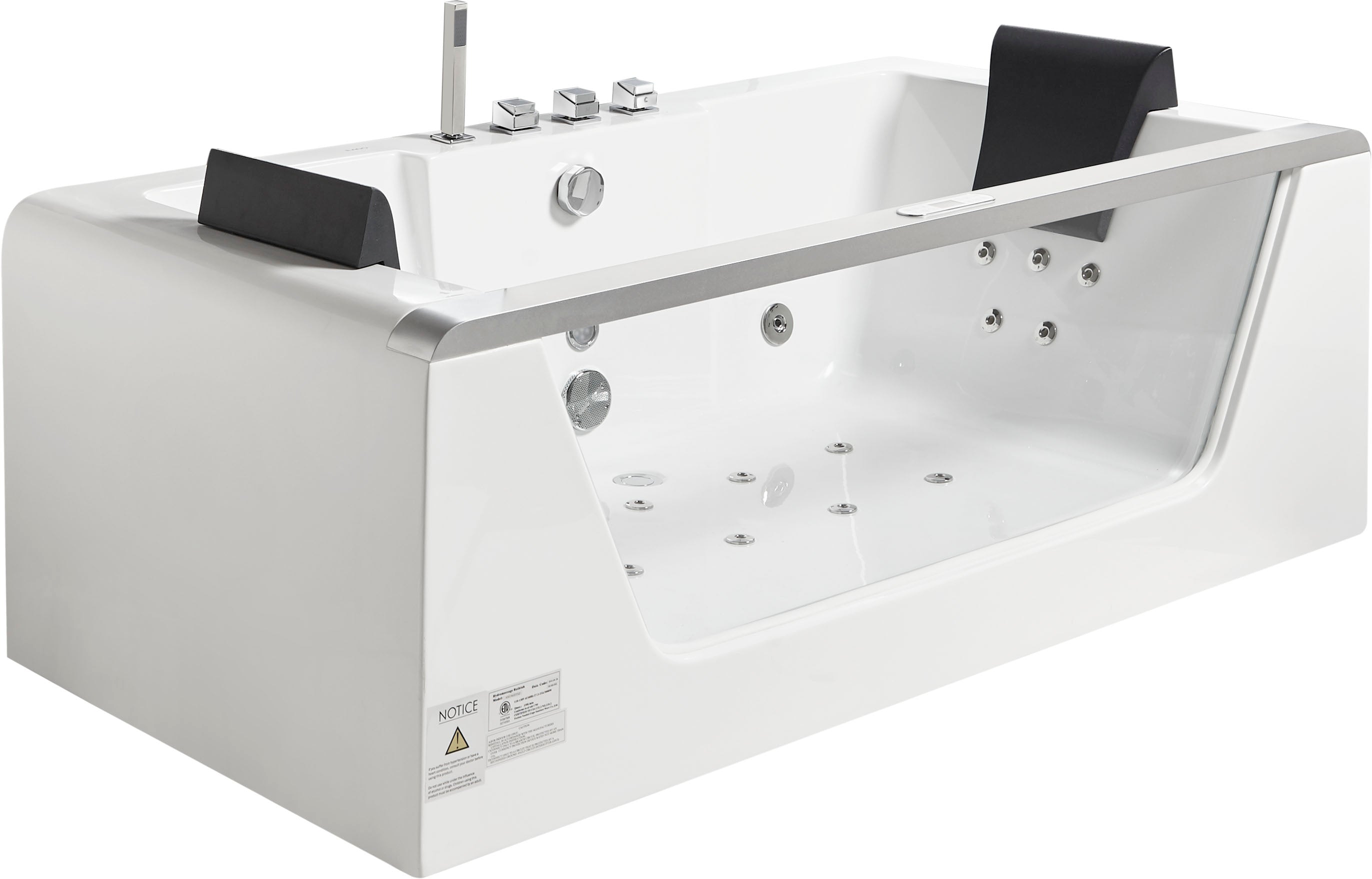 6 ft Clear Rectangular Acrylic Whirlpool Bathtub for Two EAGO (AM196ETL)