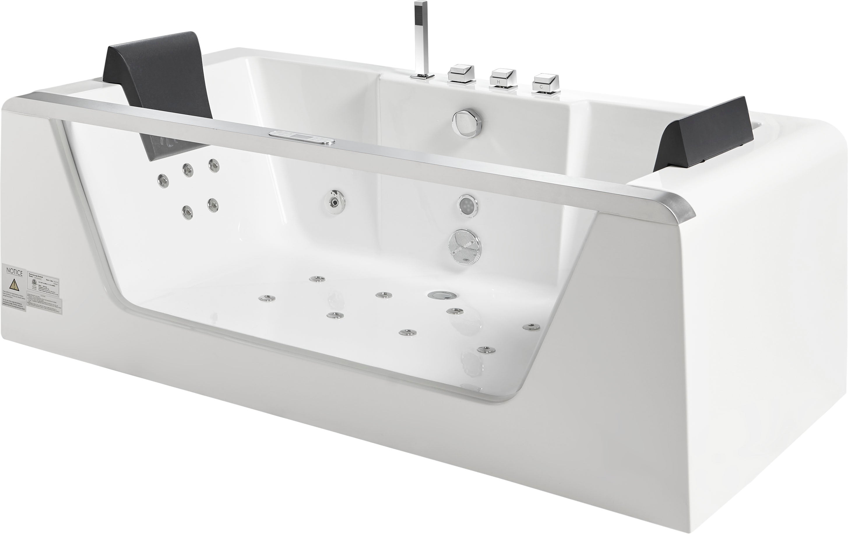 6 ft Clear Rectangular Acrylic Whirlpool Bathtub for Two EAGO (AM196ETL)
