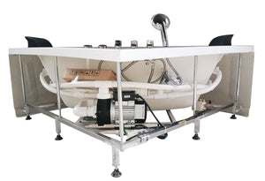 5 ft Rounded Modern Double Seat Corner Whirlpool Bath Tub with Fixtures EAGO (AM200)