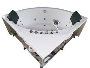 5 ft Rounded Modern Double Seat Corner Whirlpool Bath Tub with Fixtures EAGO (AM200)