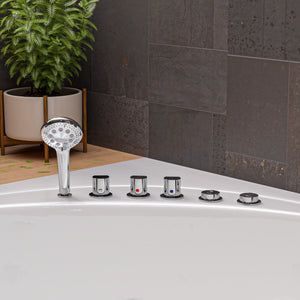 5 ft Rounded Modern Double Seat Corner Whirlpool Bath Tub with Fixtures EAGO (AM200)