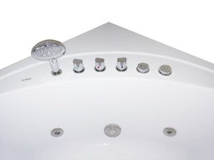 5 ft Rounded Modern Double Seat Corner Whirlpool Bath Tub with Fixtures EAGO (AM200)