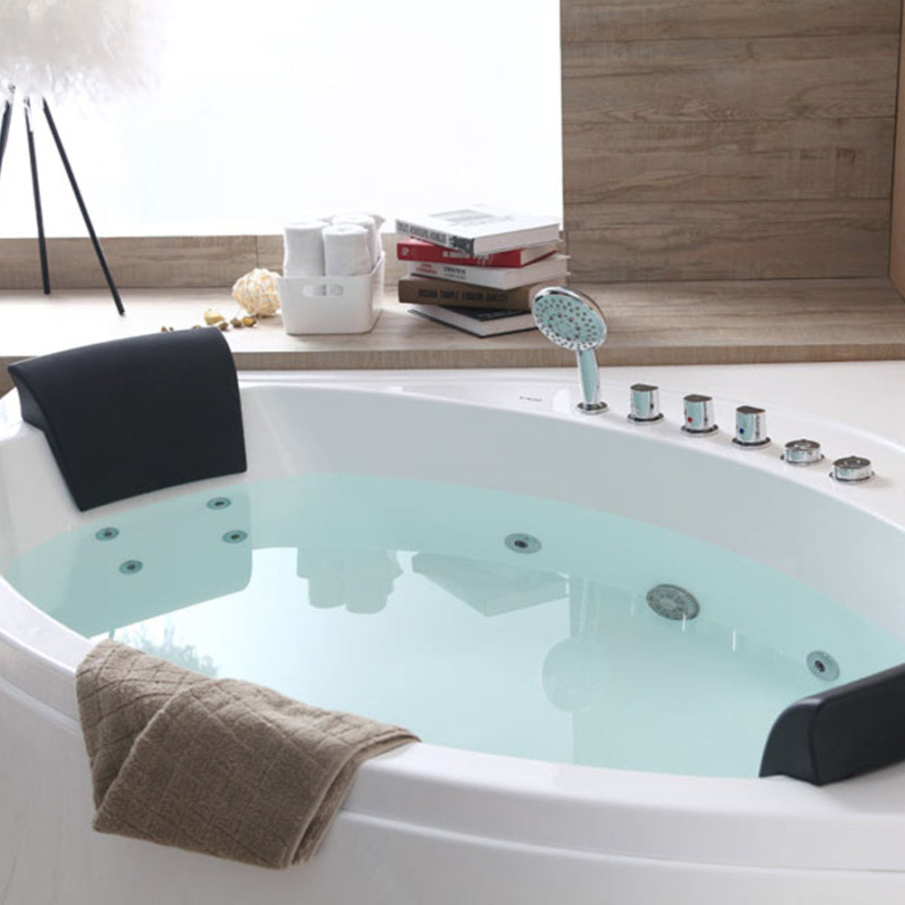 5 ft Rounded Modern Double Seat Corner Whirlpool Bath Tub with Fixtures EAGO (AM200)