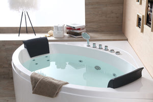 5 ft Rounded Modern Double Seat Corner Whirlpool Bath Tub with Fixtures EAGO (AM200)