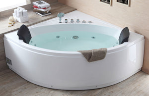 5 ft Rounded Modern Double Seat Corner Whirlpool Bath Tub with Fixtures EAGO (AM200)