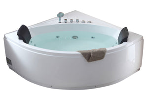 5 ft Rounded Modern Double Seat Corner Whirlpool Bath Tub with Fixtures EAGO (AM200)