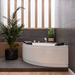 5 ft Rounded Modern Double Seat Corner Whirlpool Bath Tub with Fixtures EAGO (AM200)