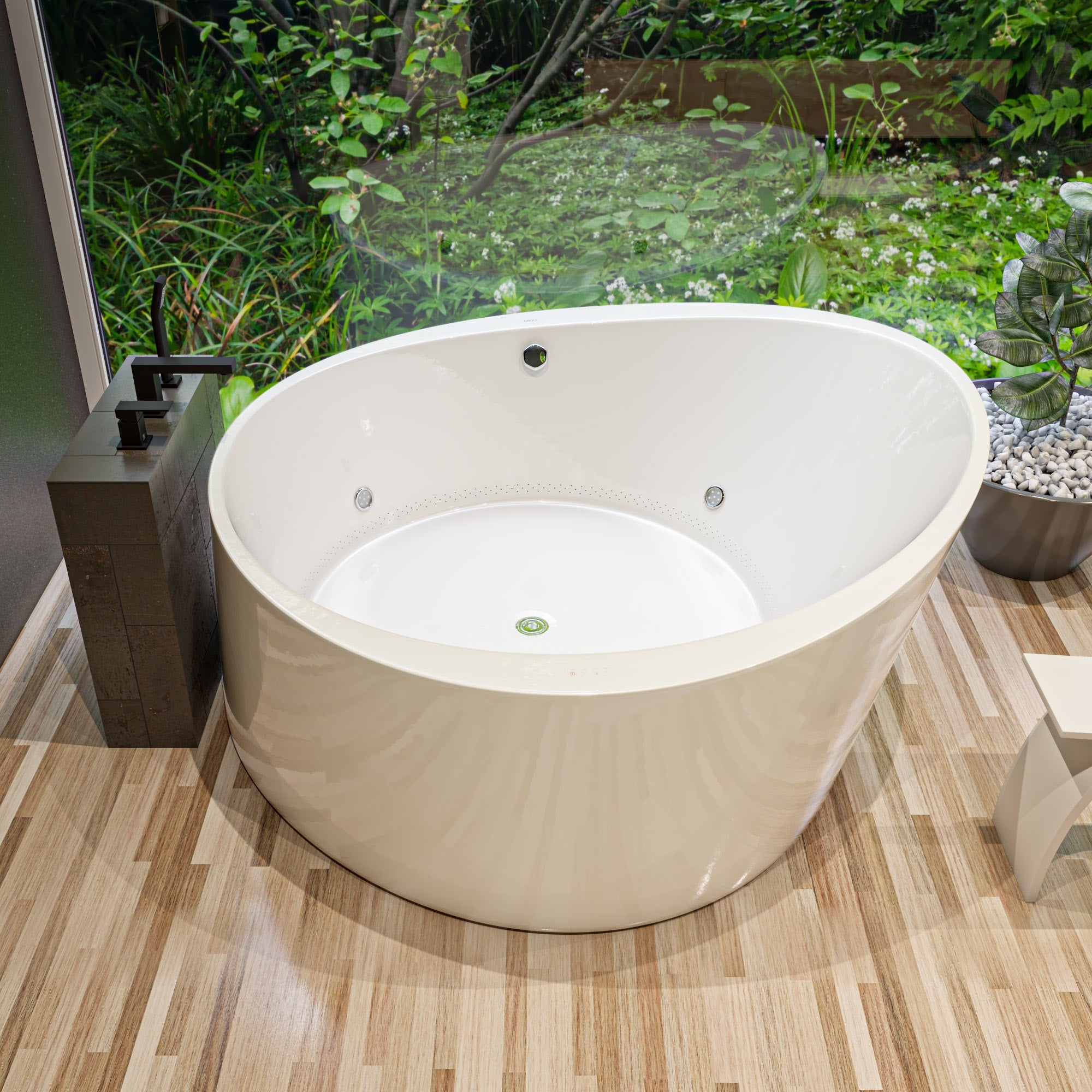 66 Inch Round Free Standing Acrylic Air Bubble Bathtub EAGO (AM2130)