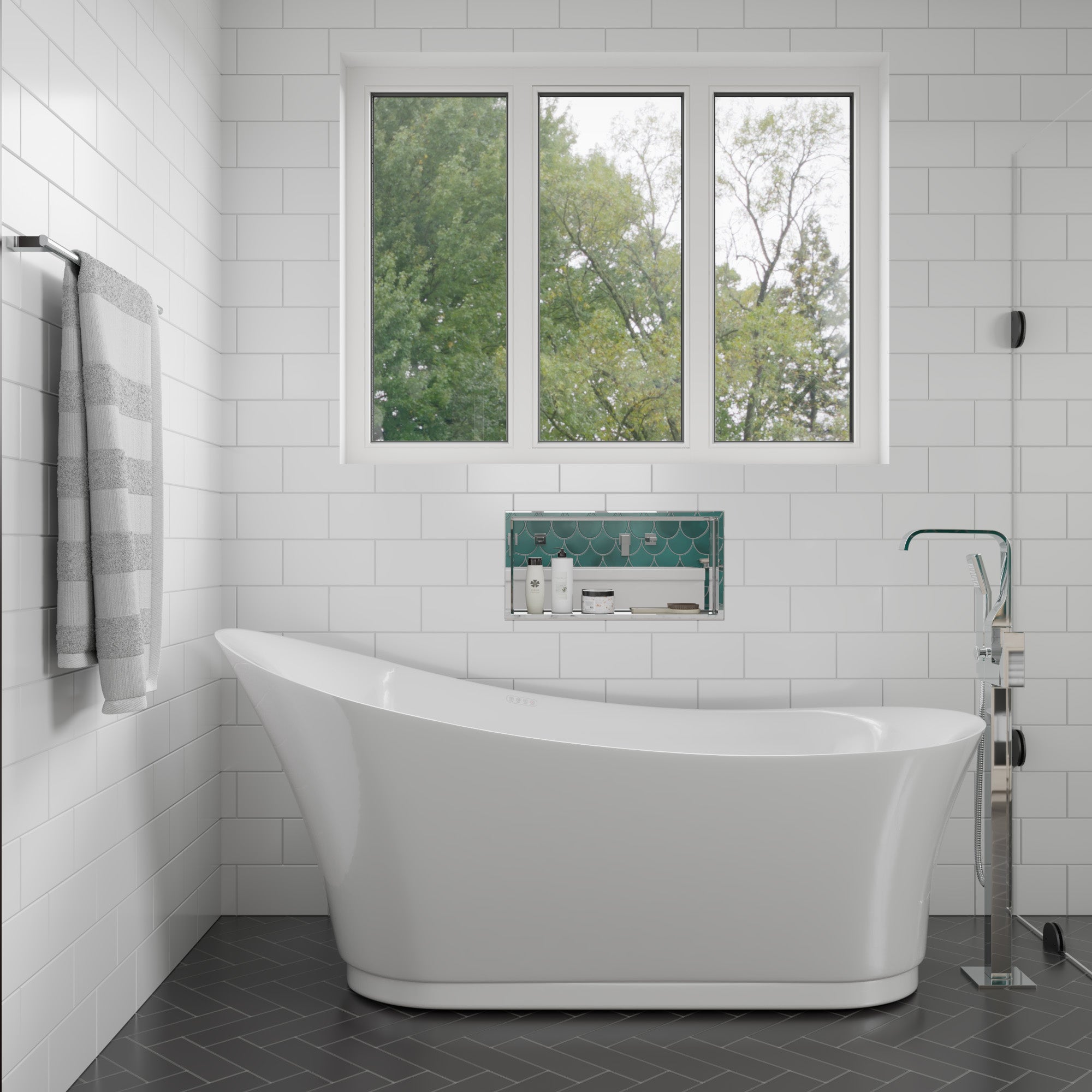 68 Inch White Free Standing Oval Air Bubble Bathtub EAGO (AM2140)