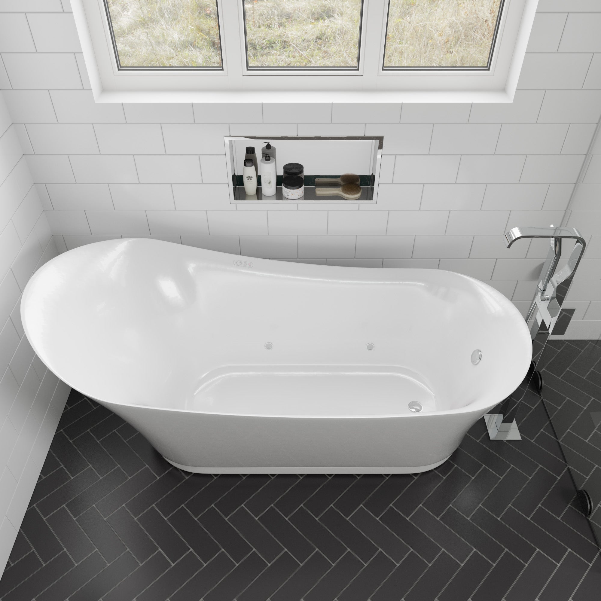 68 Inch White Free Standing Oval Air Bubble Bathtub EAGO (AM2140)