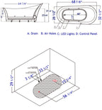 68 Inch White Free Standing Oval Air Bubble Bathtub EAGO (AM2140)