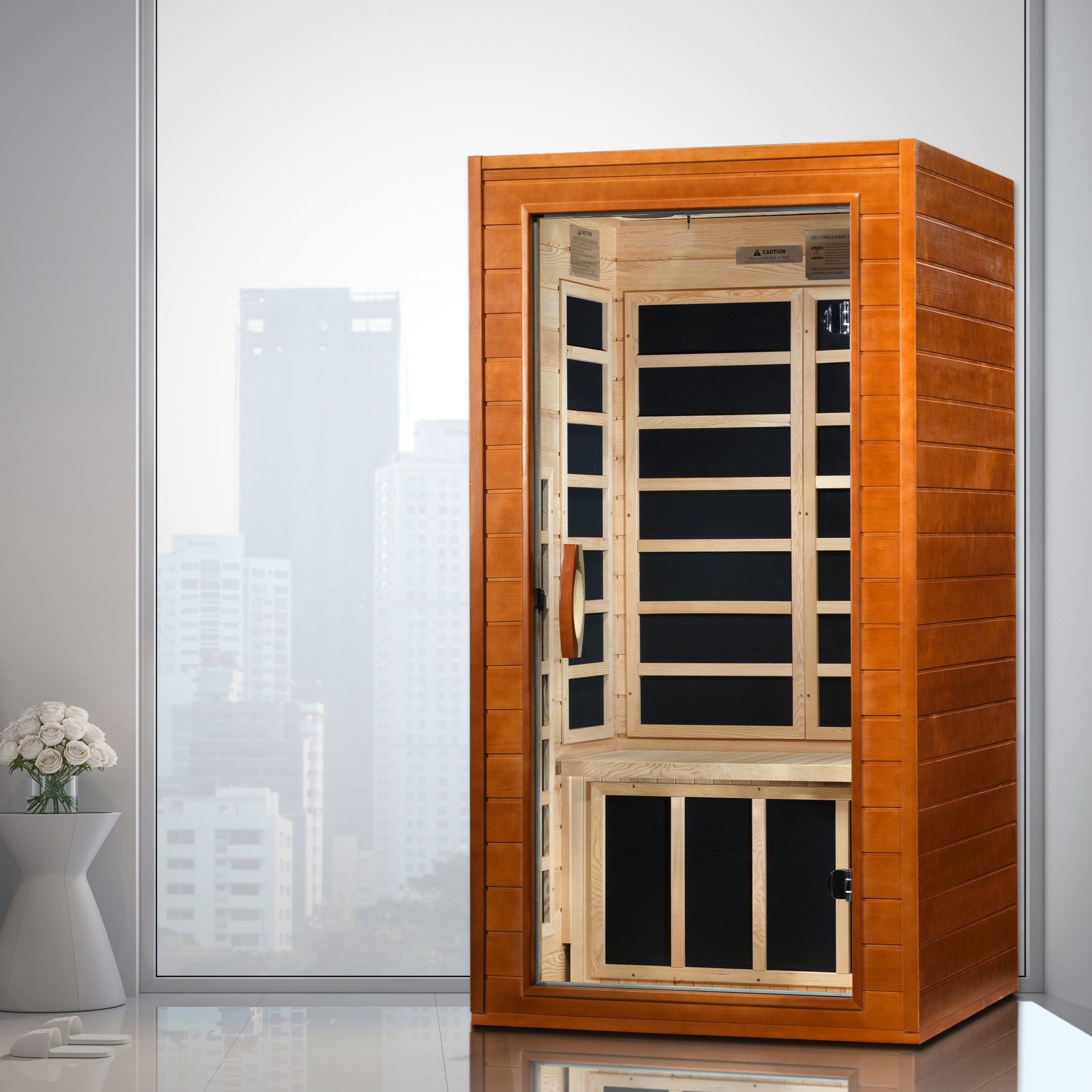 Dynamic "Avila" FAR Infrared Sauna Low EMF with Hemlock Wood