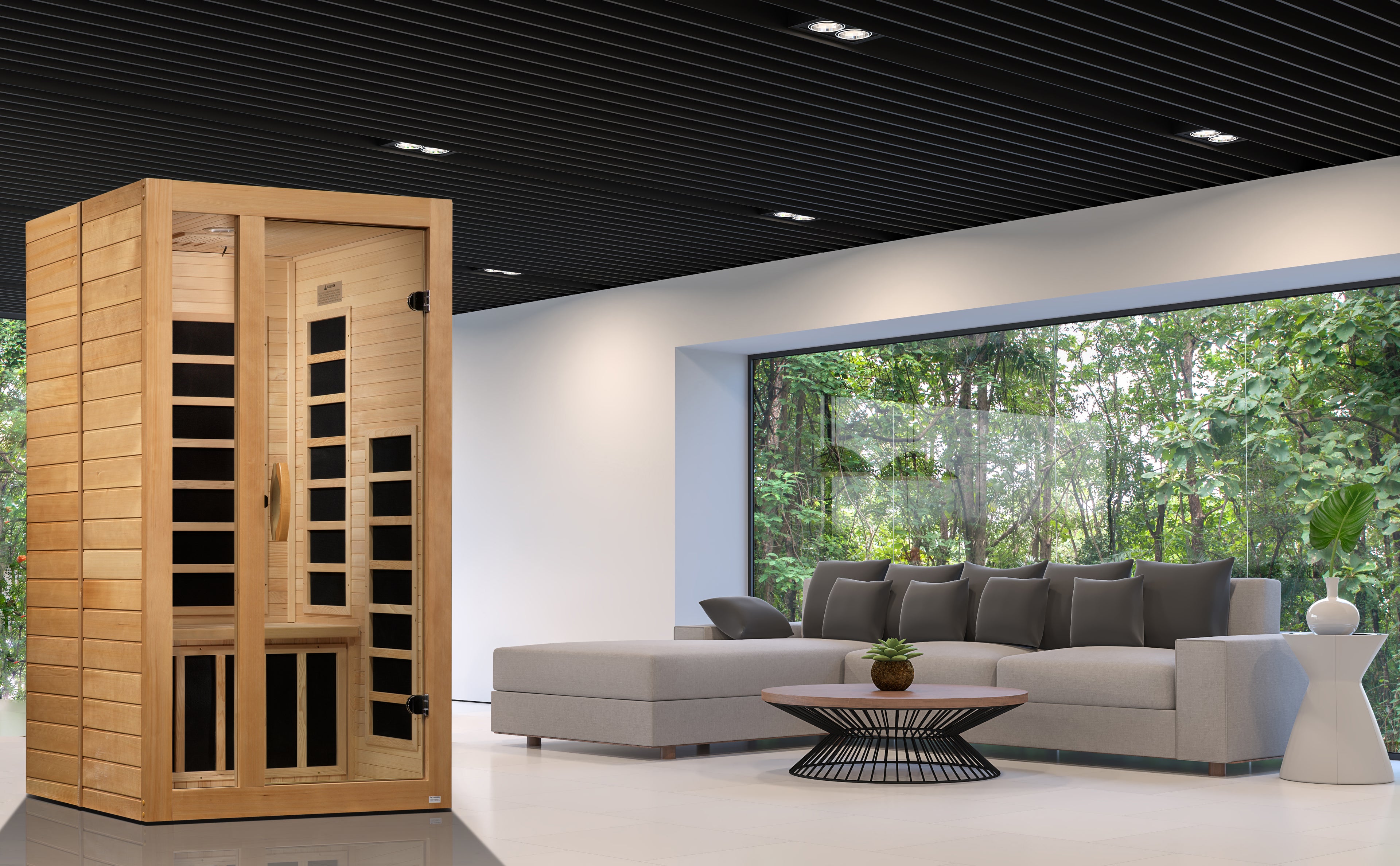 Dynamic "Gracia" Infrared Sauna Low EMF with Hemlock Wood