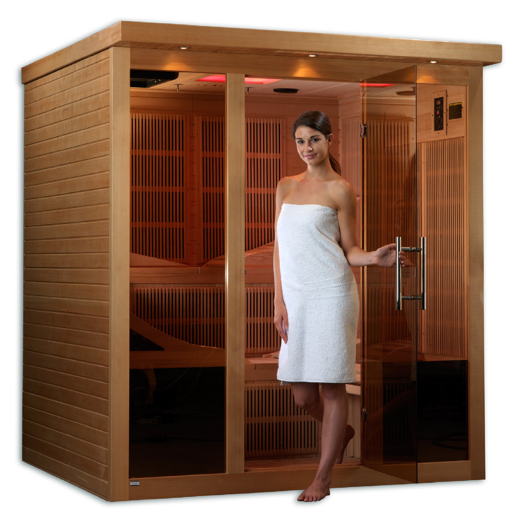 "Monaco" PureTech™ Infrared Sauna Near Zero EMF with 15” LCD Screen & Hemlock Wood