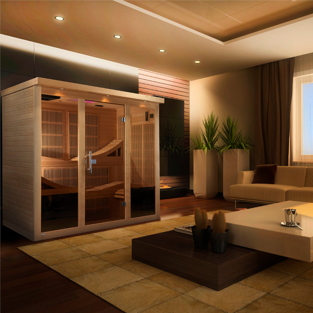"Monaco" PureTech™ Infrared Sauna Near Zero EMF with 15” LCD Screen & Hemlock Wood