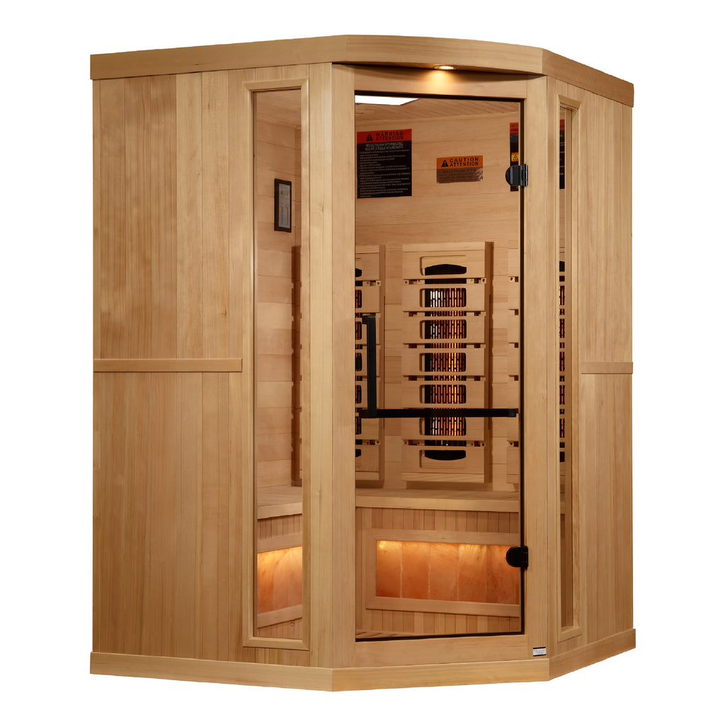 8000 Reserve Series Full Spectrum PureTech™ FAR Infrared Sauna Near Zero EMF Corner Unit with Himalayan Salt Bar