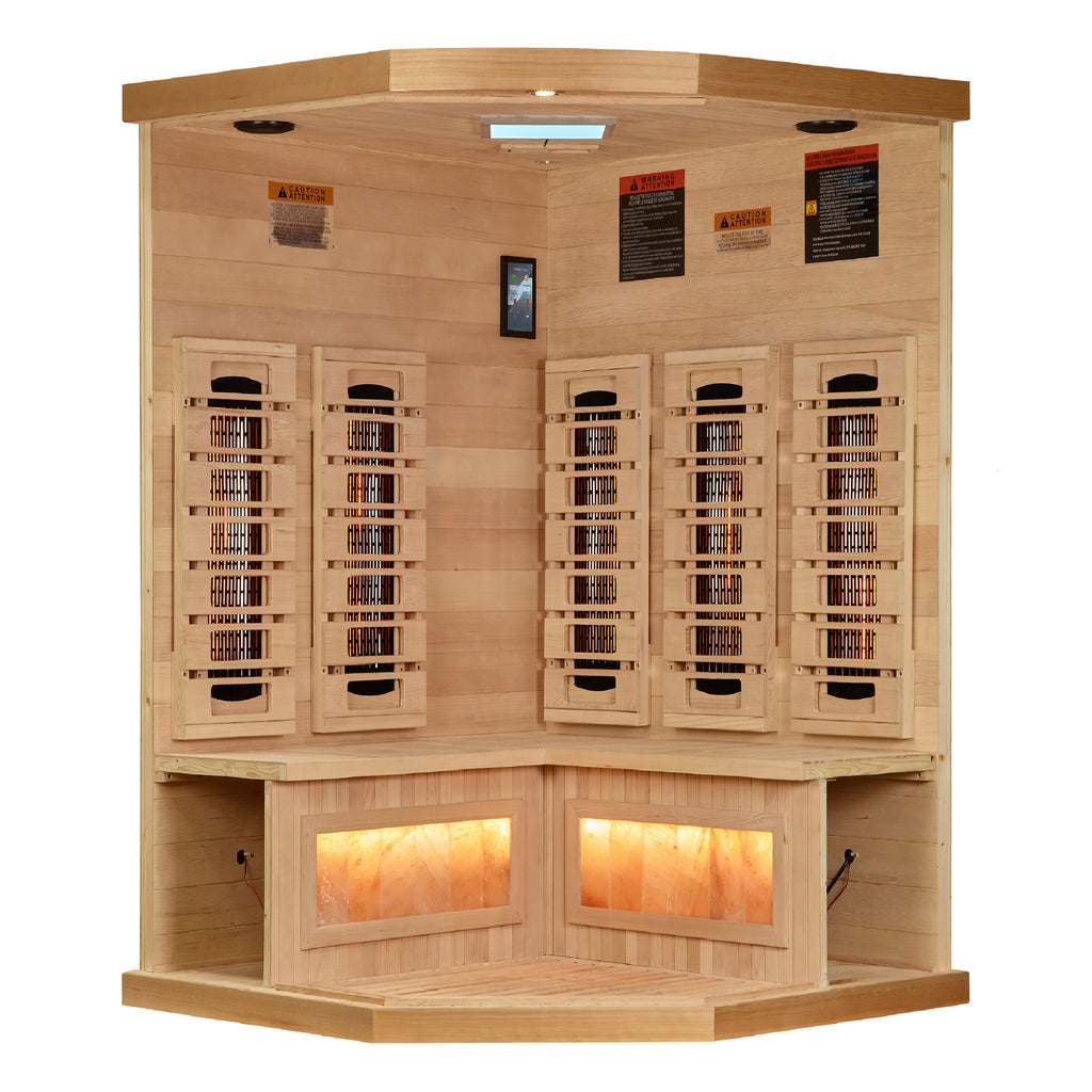 8000 Reserve Series Full Spectrum PureTech™ FAR Infrared Sauna Near Zero EMF Corner Unit with Himalayan Salt Bar