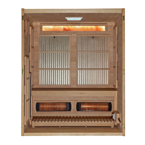 "Soria" Hybrid Sauna Infrared & Traditional Steam with Himalayan Salt Bar & Canadian Hemlock wood