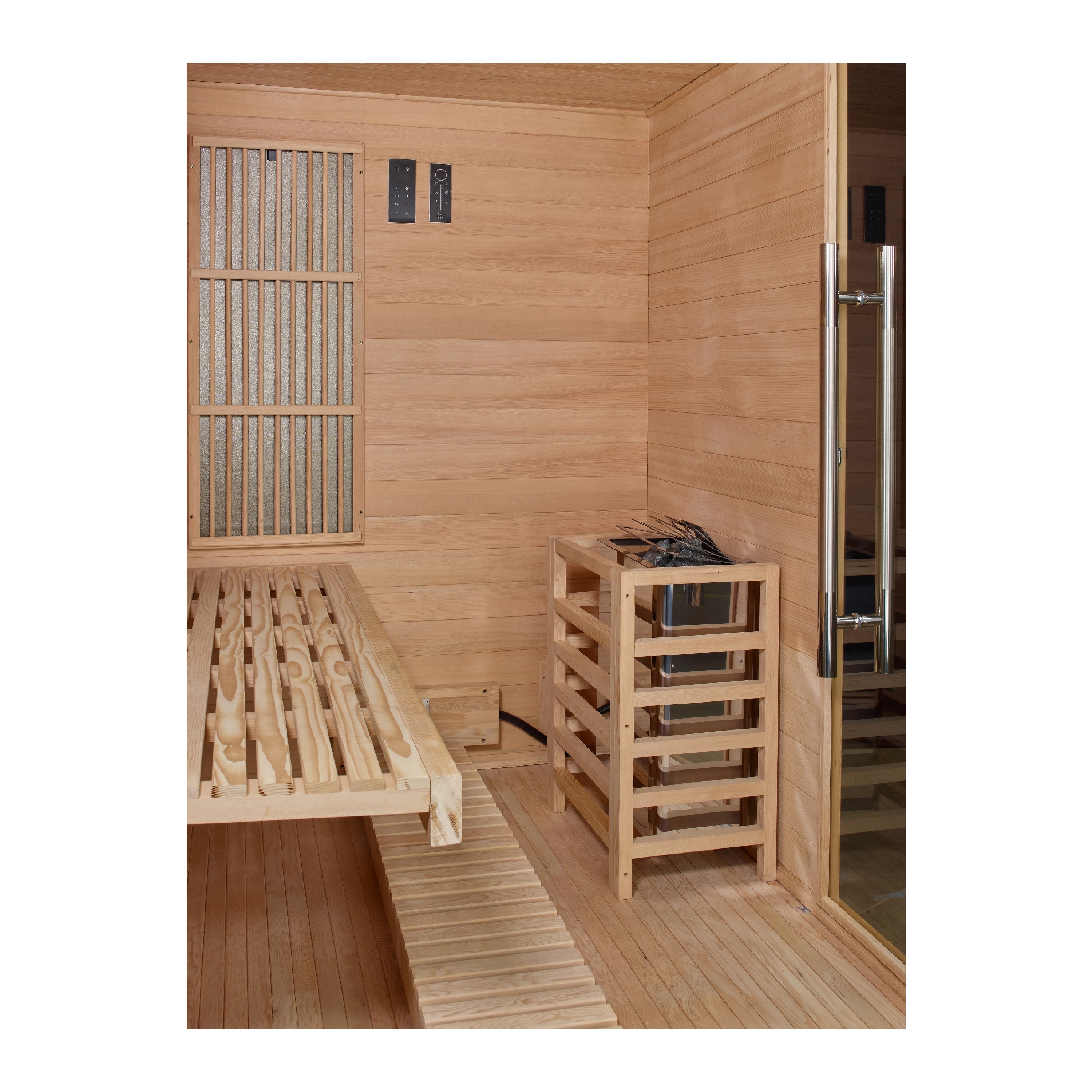 "Soria" Hybrid Sauna Infrared & Traditional Steam with Himalayan Salt Bar & Canadian Hemlock wood
