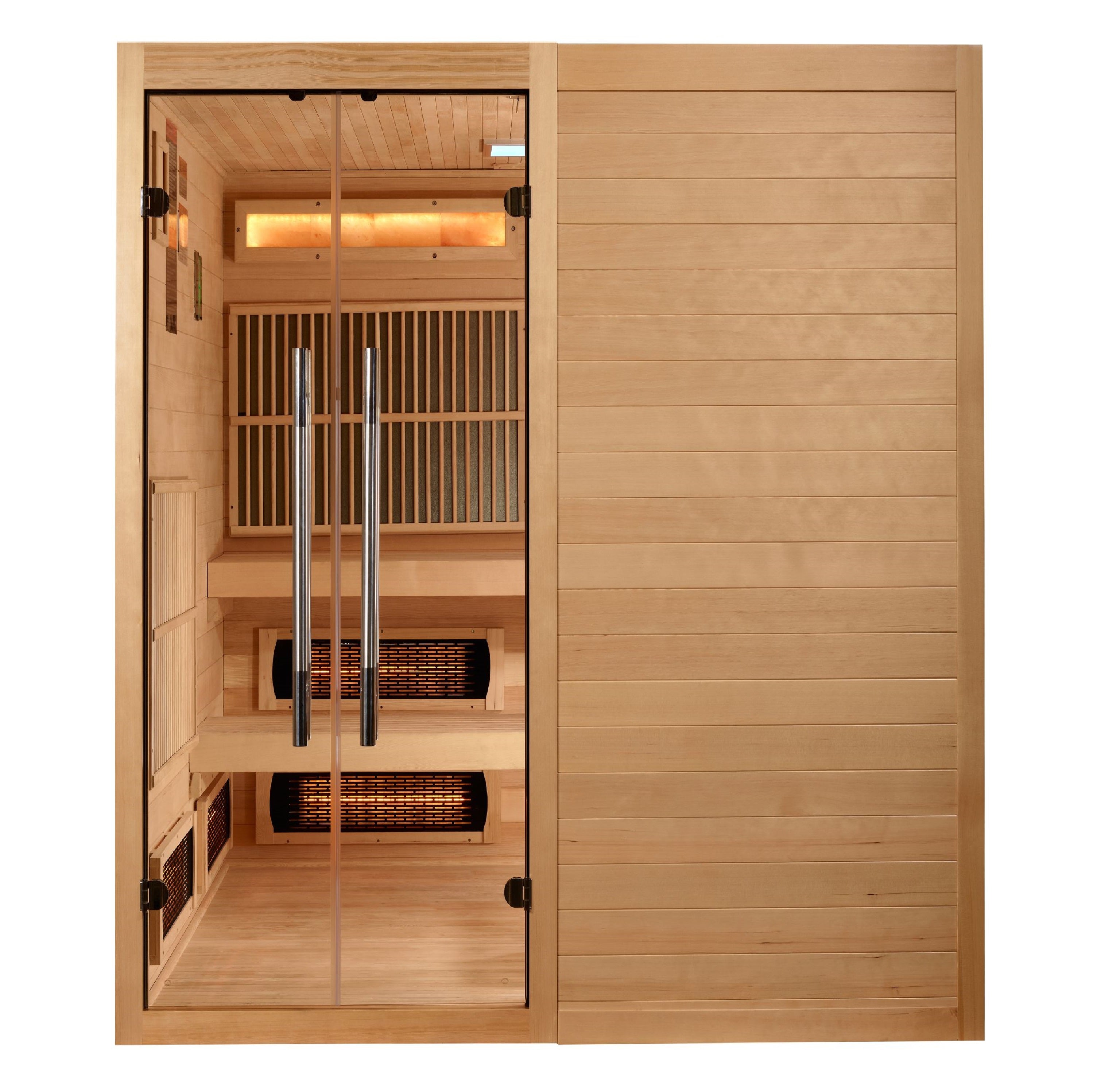 "Toledo" Hybrid Sauna Infrared & Traditional Steam with Himalayan Salt Bar and Hemlock wood