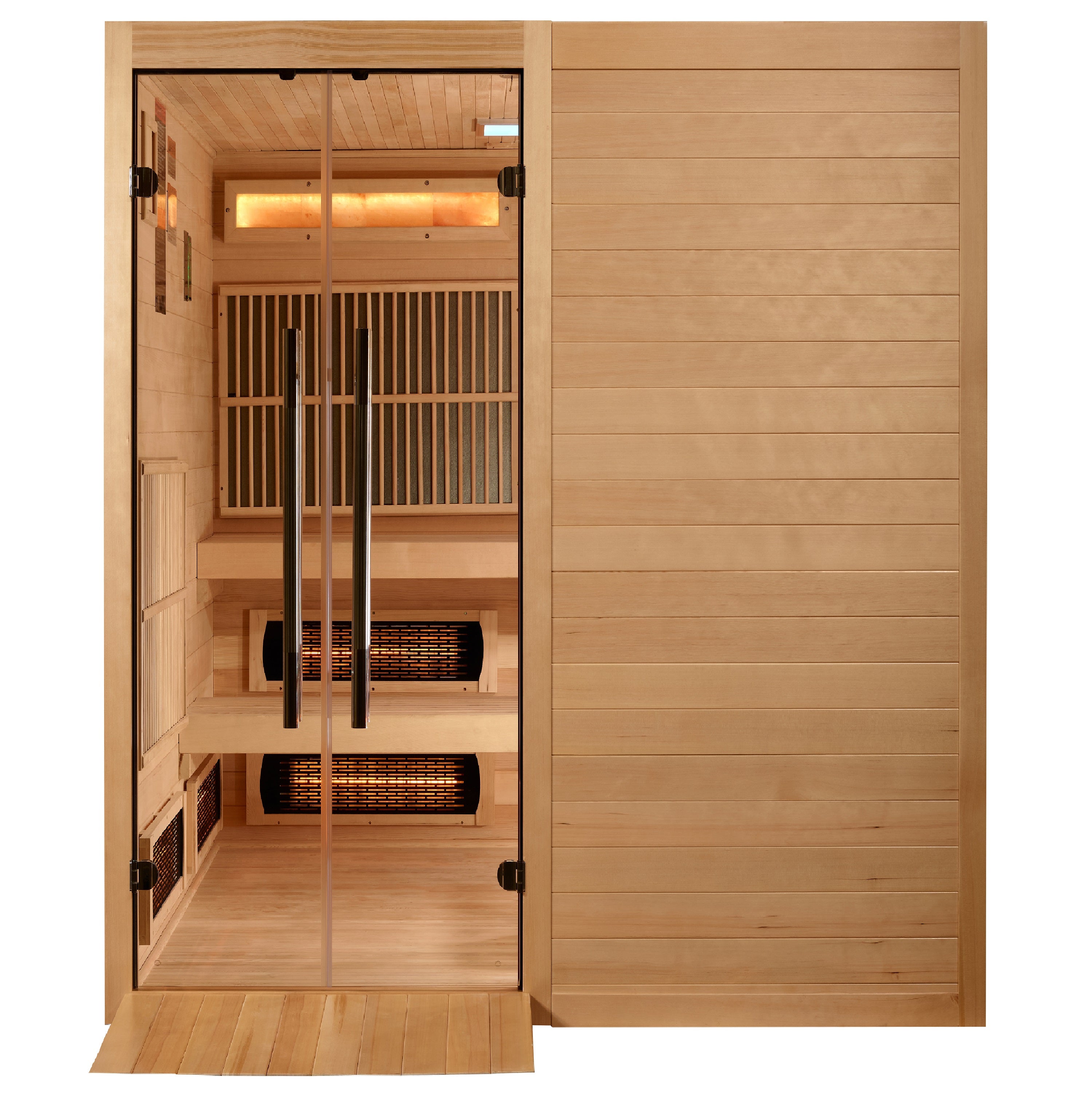 "Toledo" Hybrid Sauna Infrared & Traditional Steam with Himalayan Salt Bar and Hemlock wood