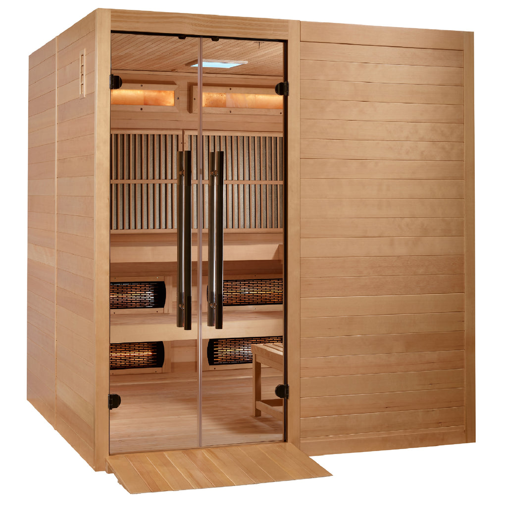 "Toledo" Hybrid Sauna Infrared & Traditional Steam with Himalayan Salt Bar and Hemlock wood