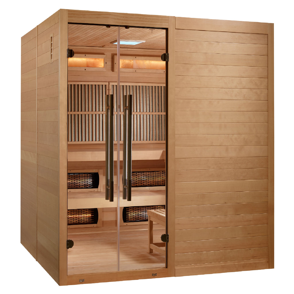 "Toledo" Hybrid Sauna Infrared & Traditional Steam with Himalayan Salt Bar and Hemlock wood