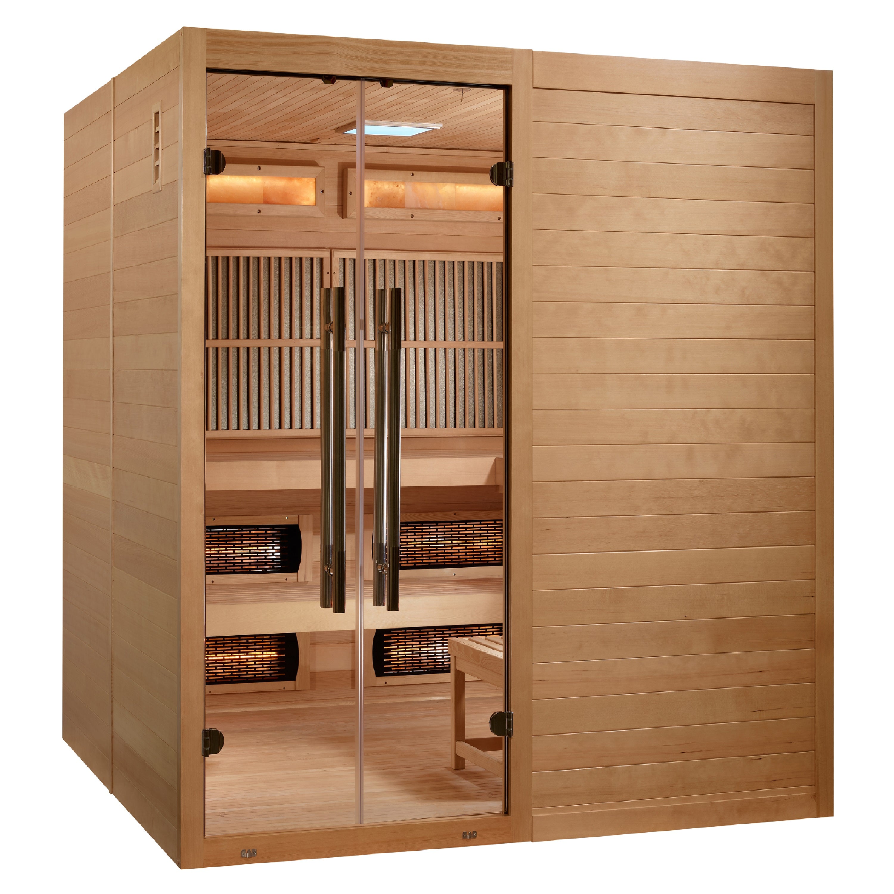 "Toledo" Hybrid Sauna Infrared & Traditional Steam with Himalayan Salt Bar and Hemlock wood