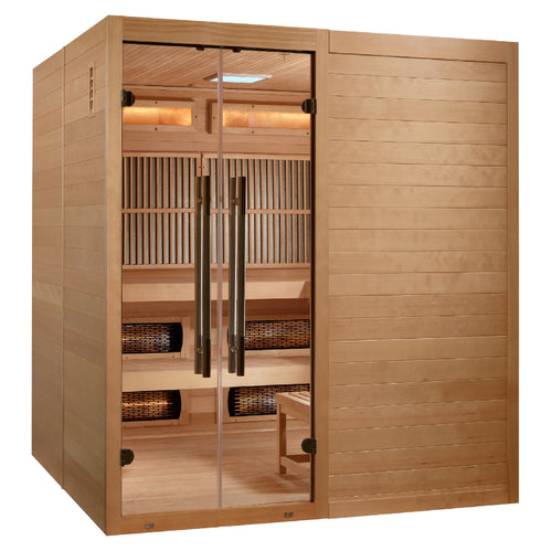 "Toledo" Hybrid Sauna Infrared & Traditional Steam with Himalayan Salt Bar and Hemlock wood