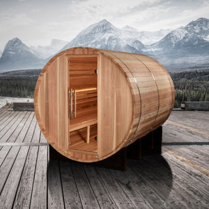 "Klosters" Traditional Sauna Outdoor Barrel Steam Sauna with Red Cedar Wood