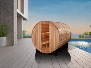 "Klosters" Traditional Sauna Outdoor Barrel Steam Sauna with Red Cedar Wood