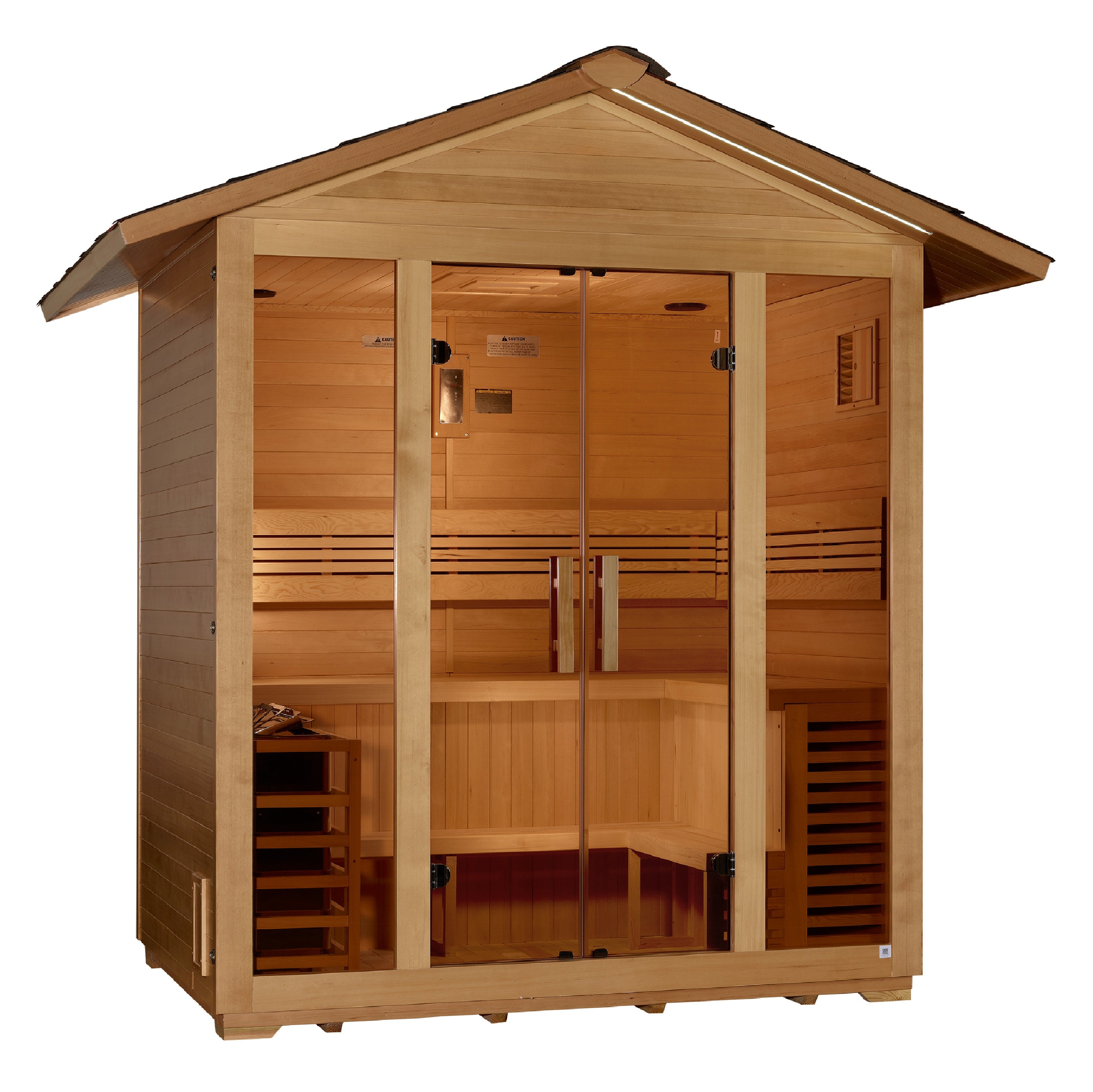 "Vorarlberg" Traditional Sauna Outdoor Steam Sauna with Water Proof Stained Hemlock Wood