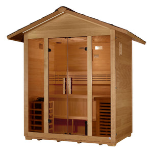 "Vorarlberg" Traditional Sauna Outdoor Steam Sauna with Water Proof Stained Hemlock Wood