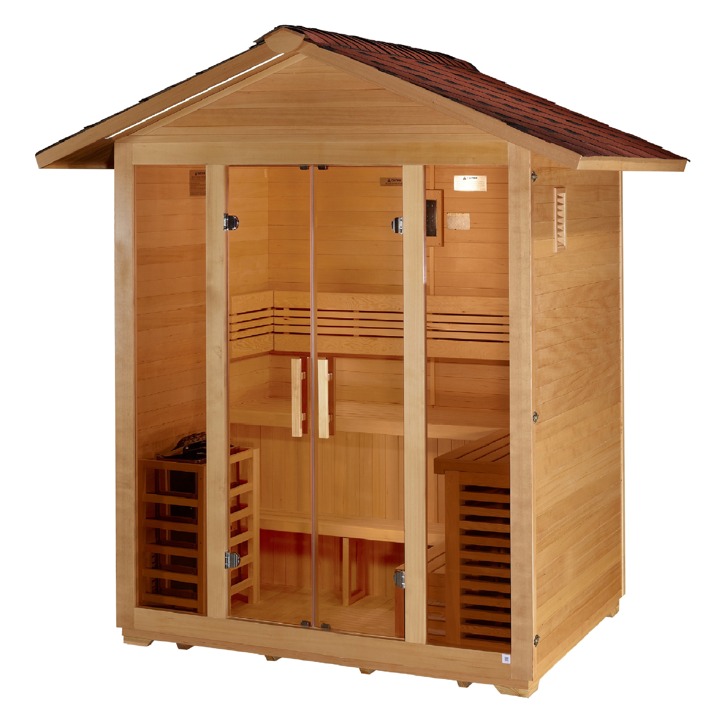 "Vorarlberg" Traditional Sauna Outdoor Steam Sauna with Water Proof Stained Hemlock Wood