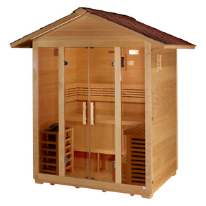 "Vorarlberg" Traditional Sauna Outdoor Steam Sauna with Water Proof Stained Hemlock Wood