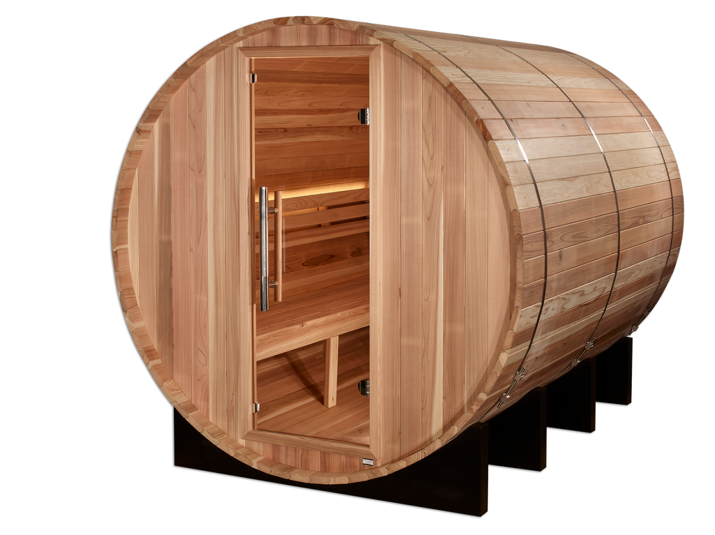 "Klosters" Traditional Sauna Outdoor Barrel Steam Sauna with Red Cedar Wood