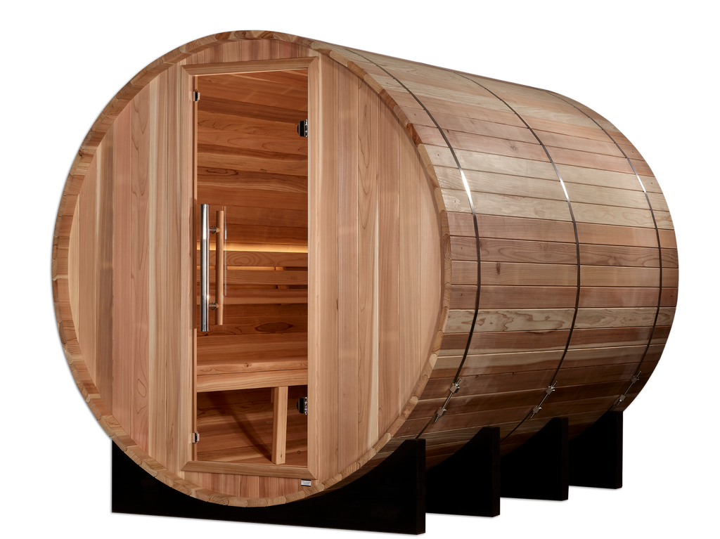 "Klosters" Traditional Sauna Outdoor Barrel Steam Sauna with Red Cedar Wood