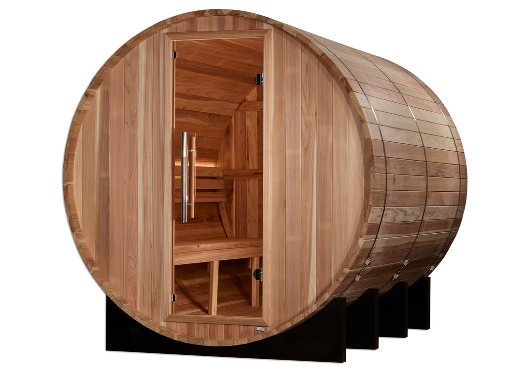 "Klosters" Traditional Sauna Outdoor Barrel Steam Sauna with Red Cedar Wood