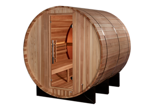 "Zurich" Traditional Sauna Outdoor Barrel Steam Sauna with Bronze Privacy View & Pacific Cedar Wood