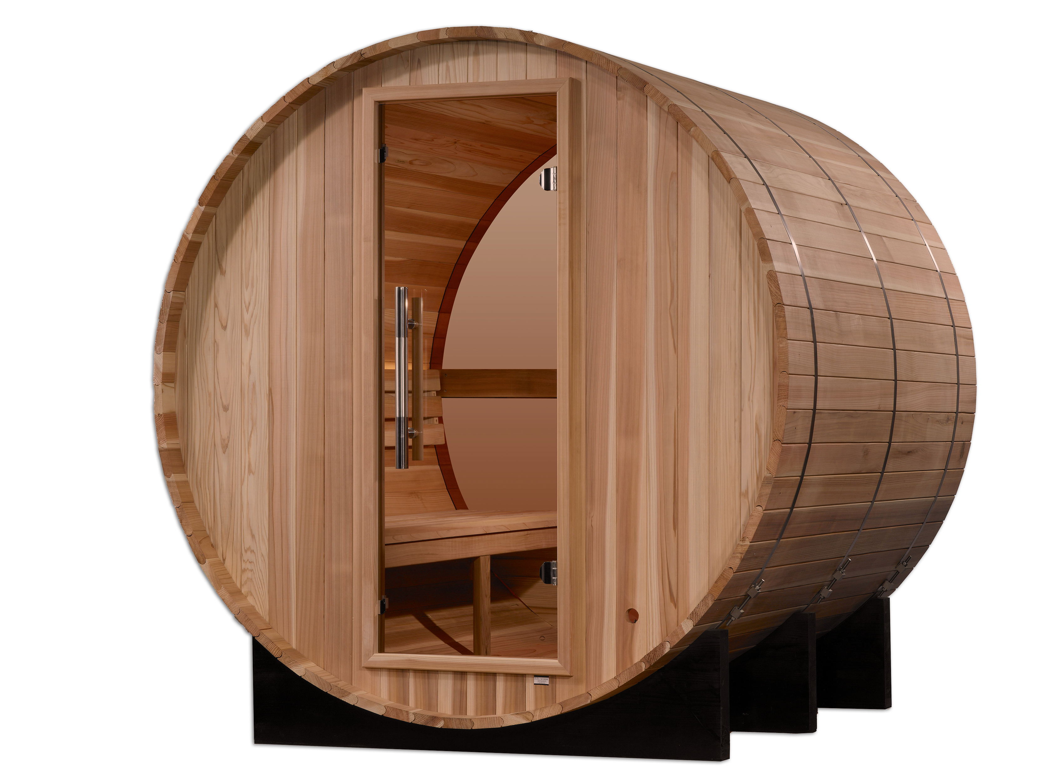 "Zurich" Traditional Sauna Outdoor Barrel Steam Sauna with Bronze Privacy View & Pacific Cedar Wood