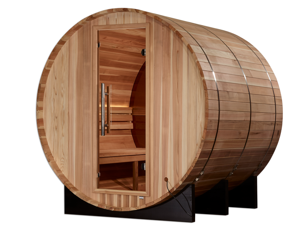 "Zurich" Traditional Sauna Outdoor Barrel Steam Sauna with Bronze Privacy View & Pacific Cedar Wood
