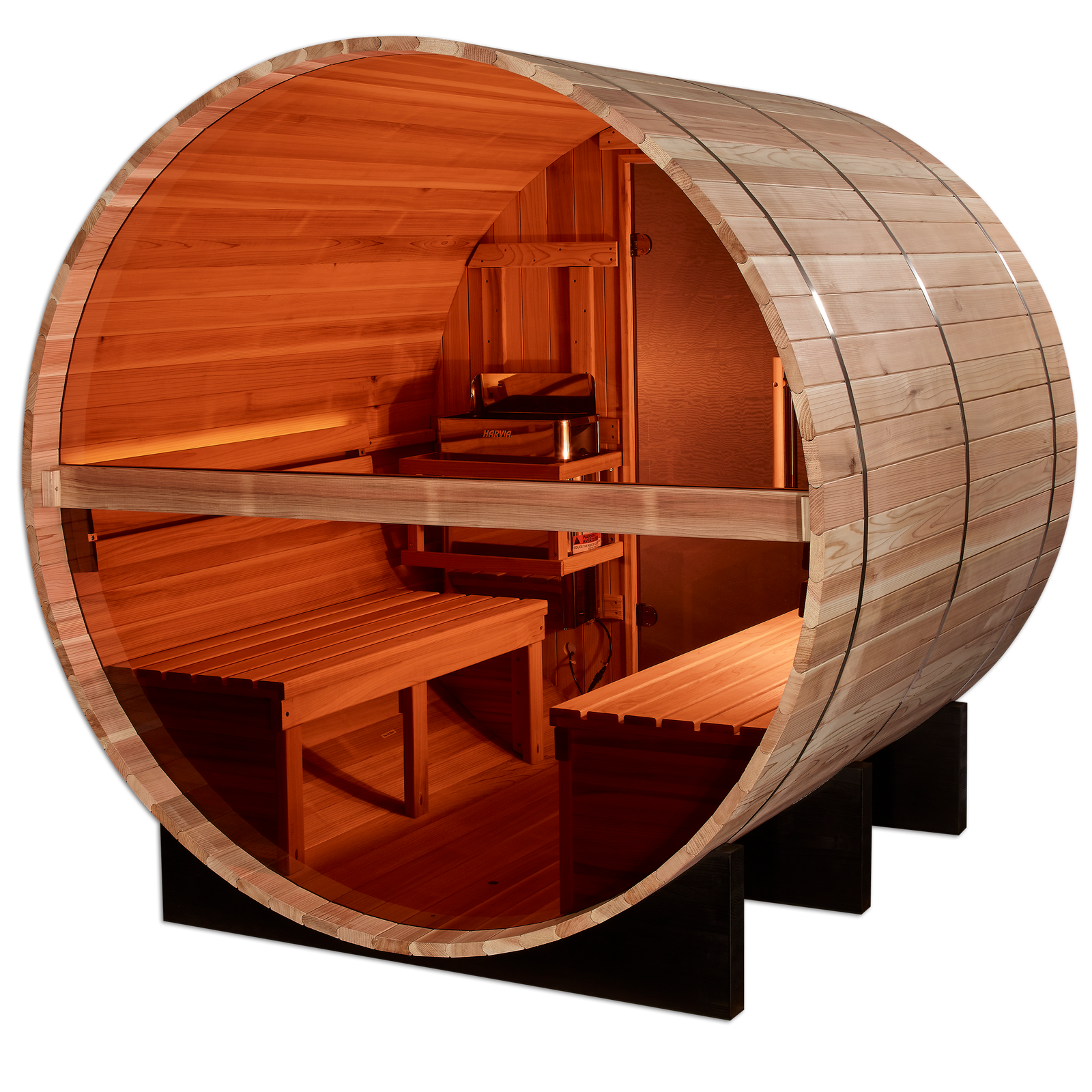 "Zurich" Traditional Sauna Outdoor Barrel Steam Sauna with Bronze Privacy View & Pacific Cedar Wood