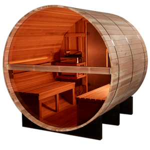 "Zurich" Traditional Sauna Outdoor Barrel Steam Sauna with Bronze Privacy View & Pacific Cedar Wood