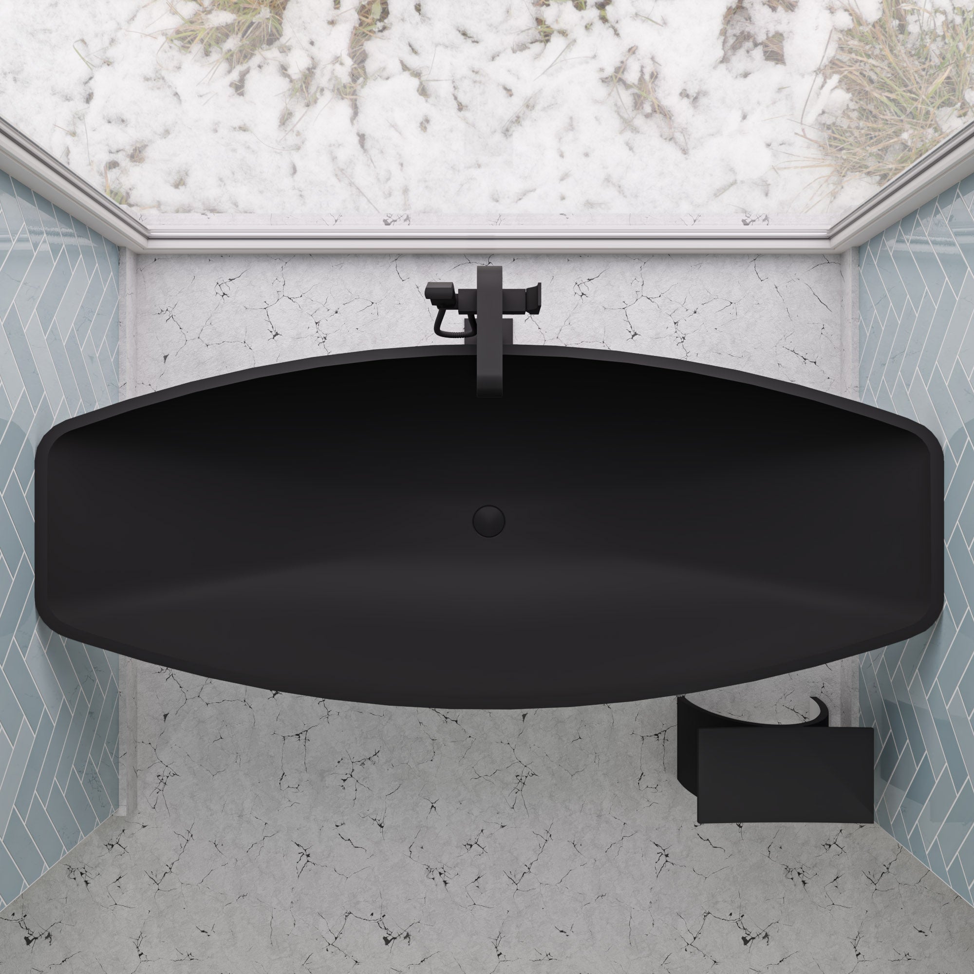 Hammock Tub 79 Inch Black Acrylic Suspended Wall Mounted Hammock Bathtub