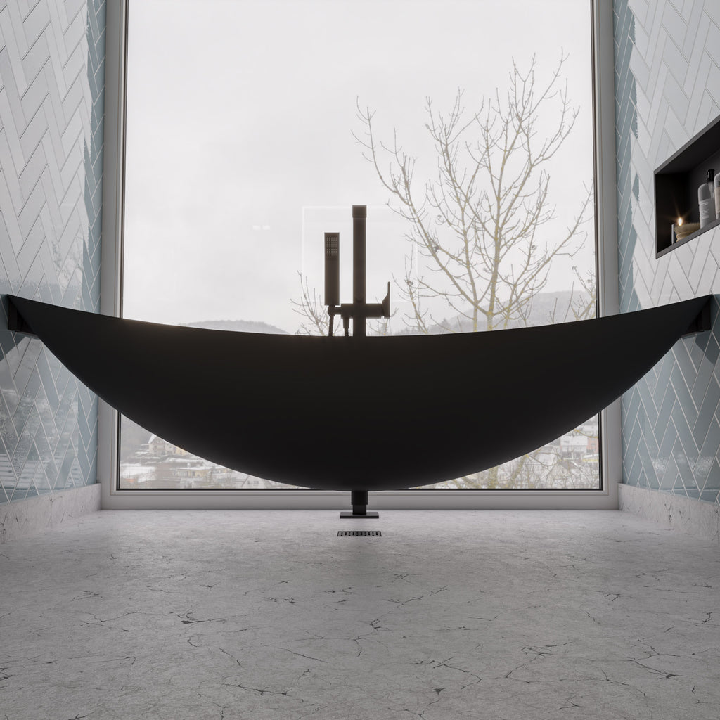 Hammock Tub 79 Inch Black Acrylic Suspended Wall Mounted Hammock Bathtub