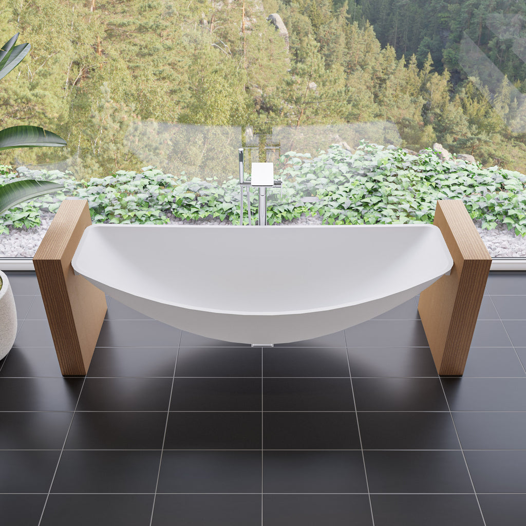 Hammock Tub 79 Inch White Acrylic Suspended Wall Mounted Hammock Bathtub