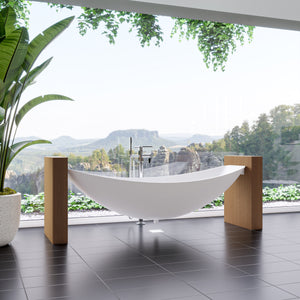 Hammock Tub 79 Inch White Acrylic Suspended Wall Mounted Hammock Bathtub