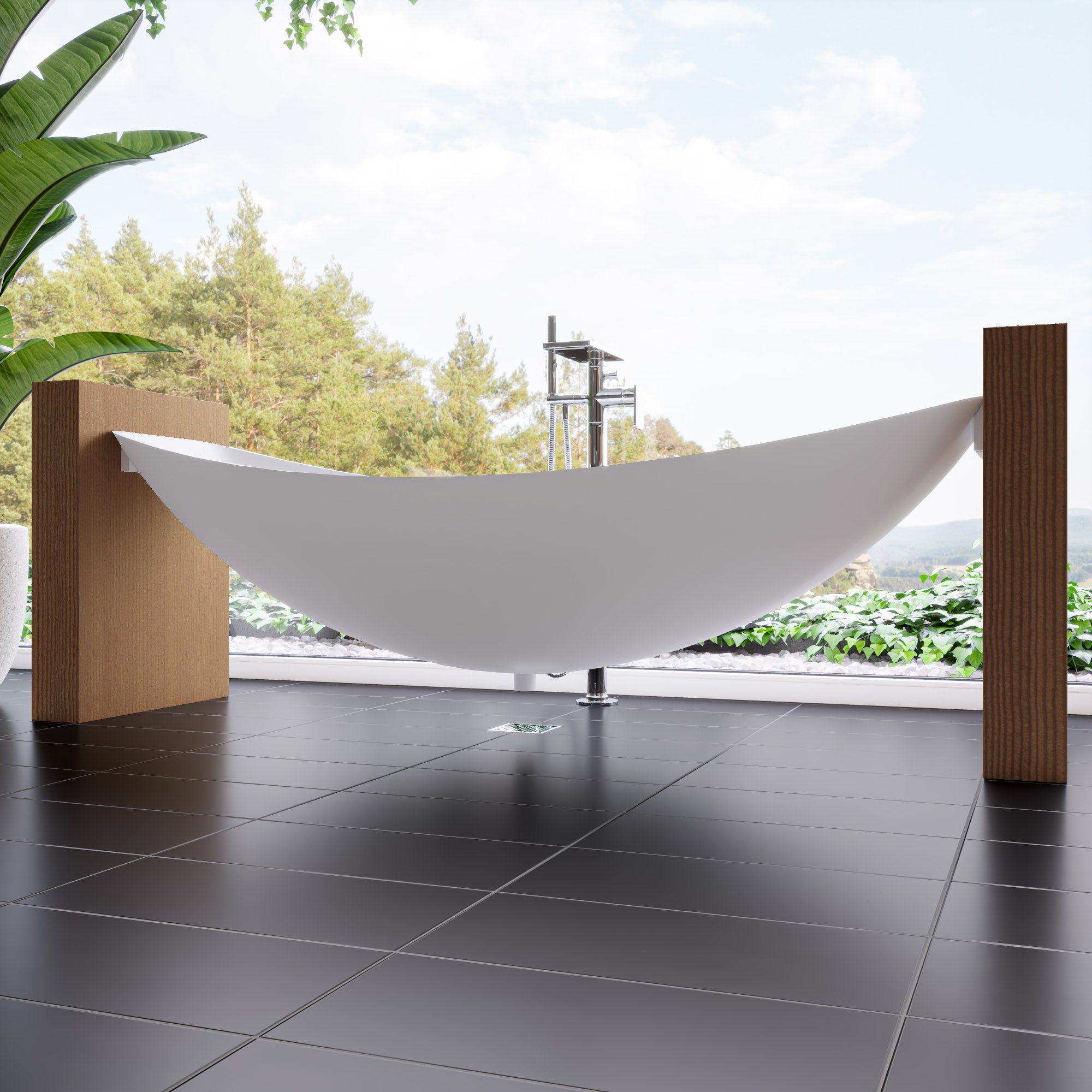 Hammock Tub 79 Inch White Acrylic Suspended Wall Mounted Hammock Bathtub