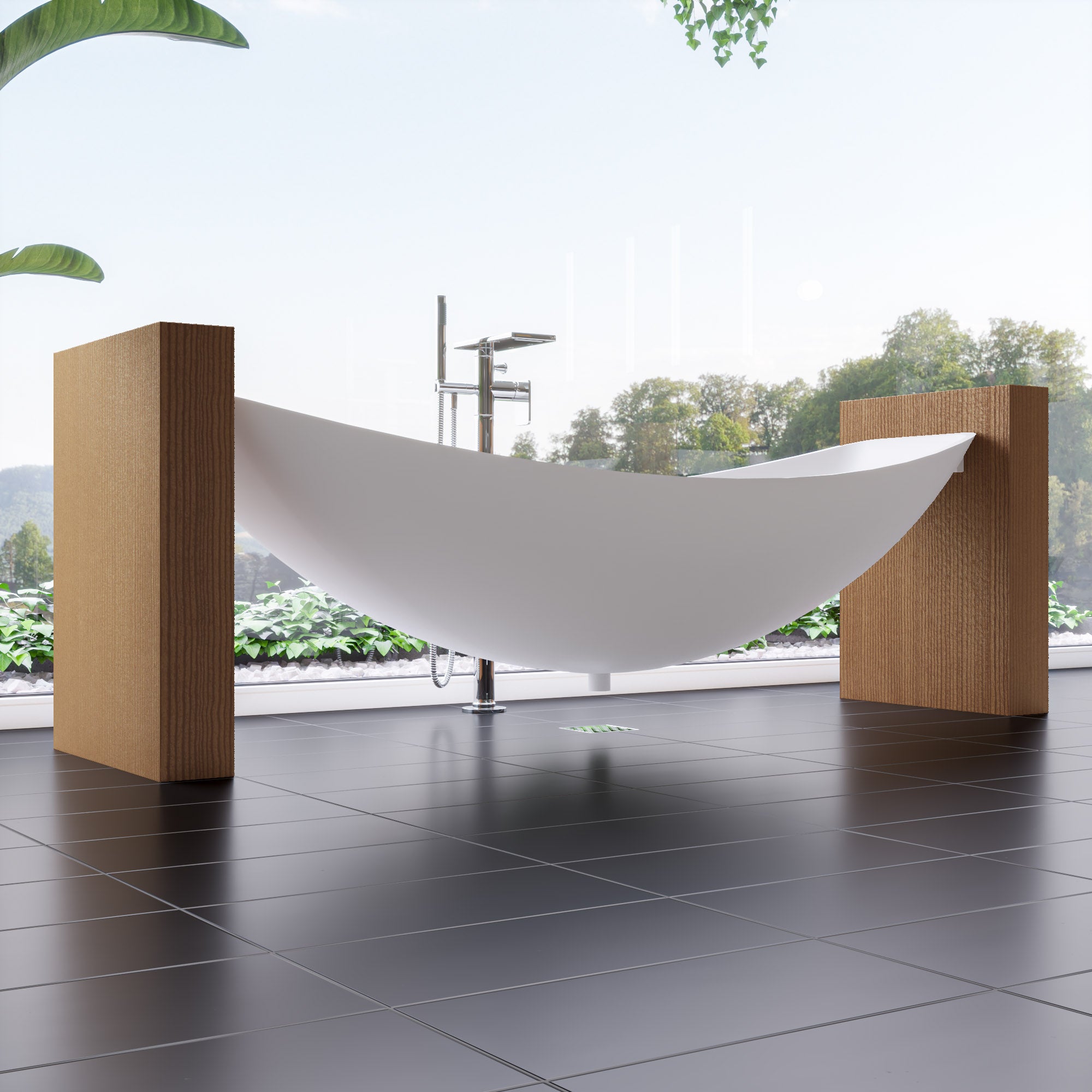 Hammock Tub 79 Inch White Acrylic Suspended Wall Mounted Hammock Bathtub